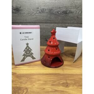 Le Creuset Cerise Red Christmas Tree Candle Stand Tea Light Votive Holder 6.5”